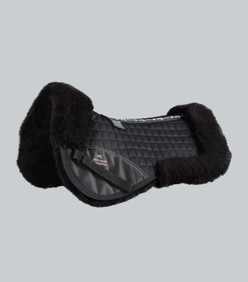 Merino Wool Saddle Pad - Half Pad Black/Black Wool 1