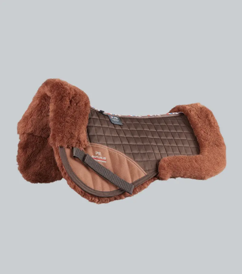 Merino Wool Saddle Pad - Half Pad Brown/Brown Wool 1
