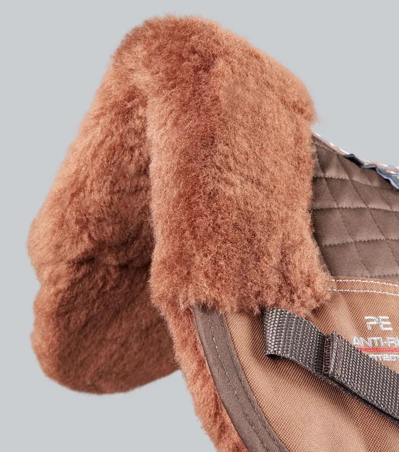 Merino Wool Saddle Pad - Half Pad Brown/Brown Wool 2