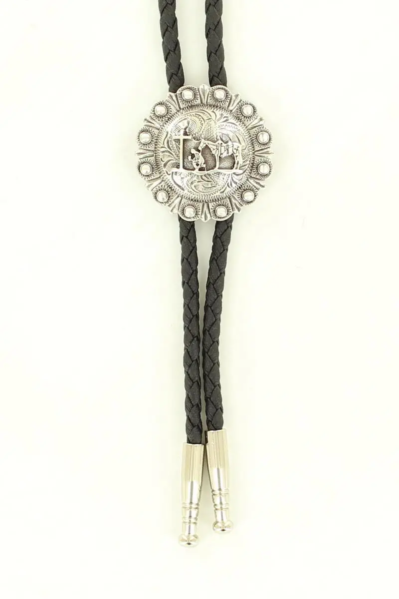 M&F Western Silver Cowboy Prayer Bolo Tie 1