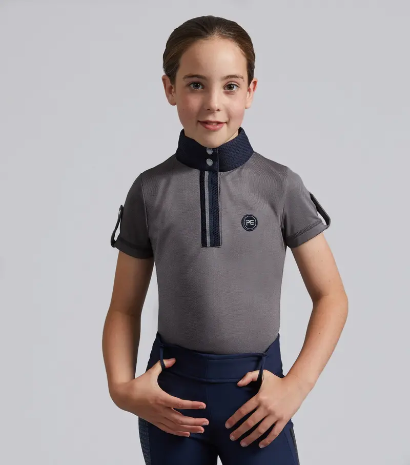 Mini Amia Girl's Technical Short Sleeve Riding Top Grey 1