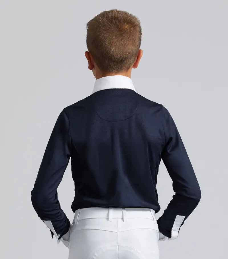 Mini Giulio Boy's Long Sleeve Show Shirt Navy 3