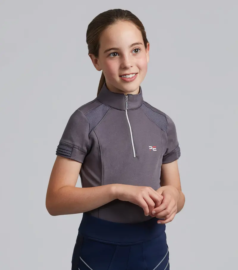 Mini Remisa Girl's Technical Short Sleeve Riding Top Grey 1