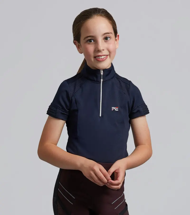 Mini Remisa Girl's Technical Short Sleeve Riding Top Navy 1