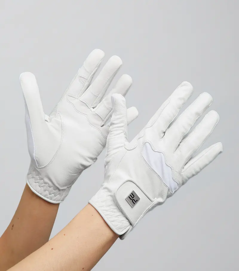 Mizar Ladies Leather Competition Riding Gloves White 1