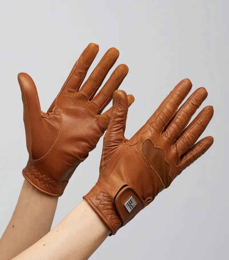 Mizar Ladies Leather Riding Gloves Tan 1