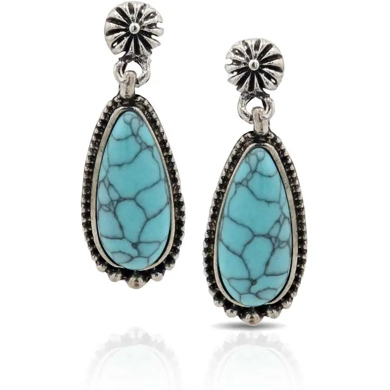 Montana Silversmiths Blue Aster Turquoise Teardrop Earrings 1