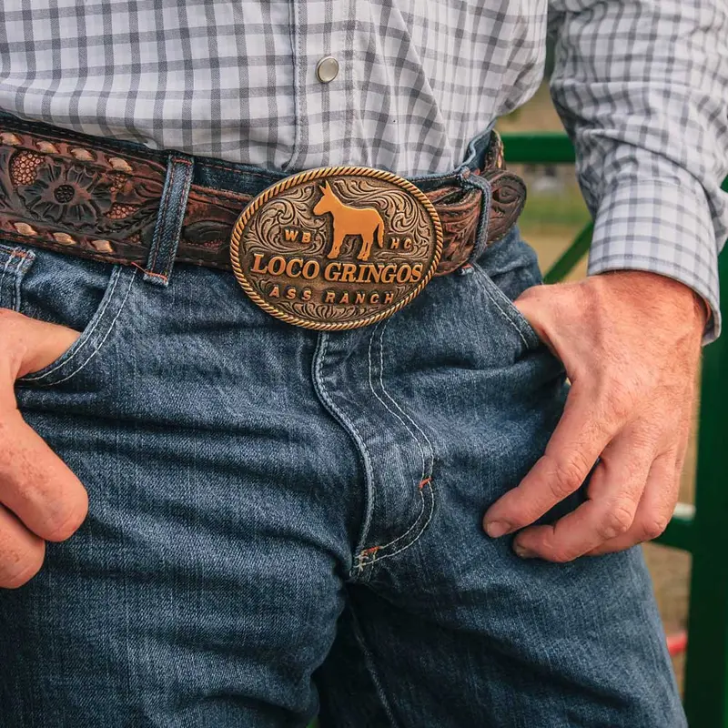Montana Silversmiths Loco Gringos Whiskey Bent Belt Buckle 1