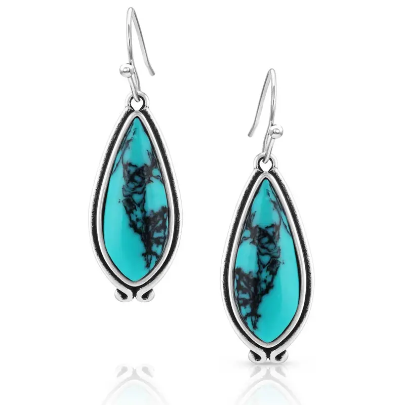 Montana Silversmiths Oasis Waters Oval Turquoise Earrings 1
