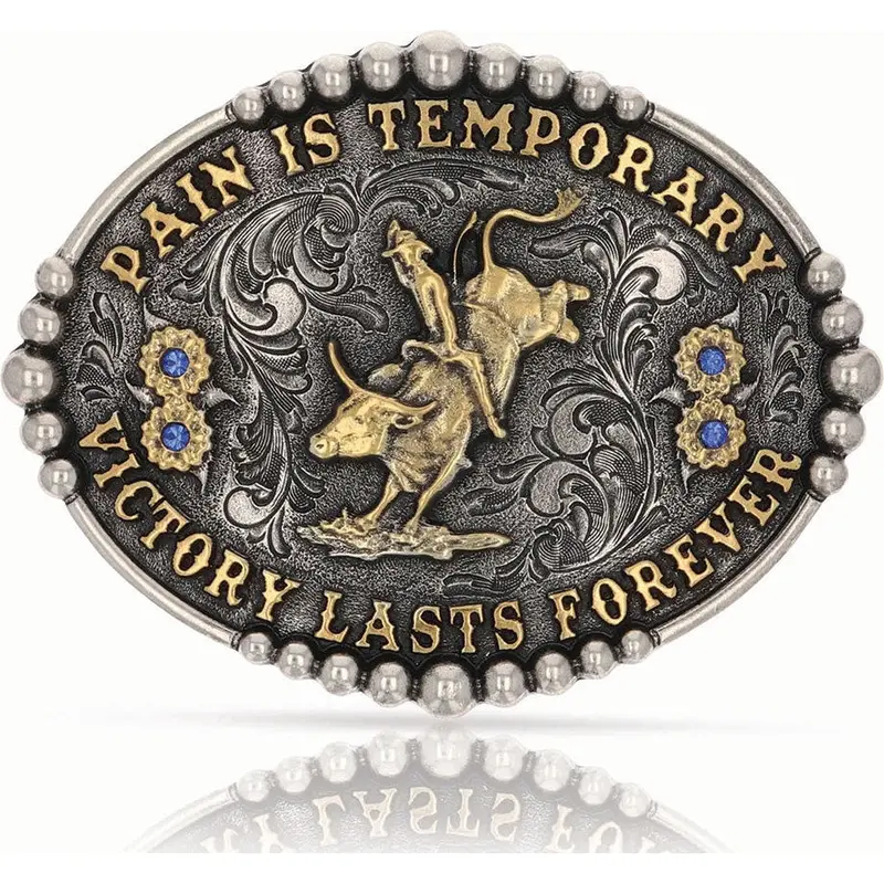 Montana Silversmiths Pain Is Temporary Bull Riding Belt Buckle 1