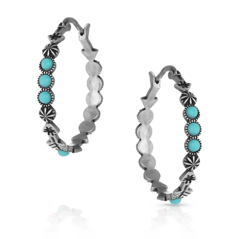 Montana Silversmiths Round N Round Turquoise Hoop Earrings 1