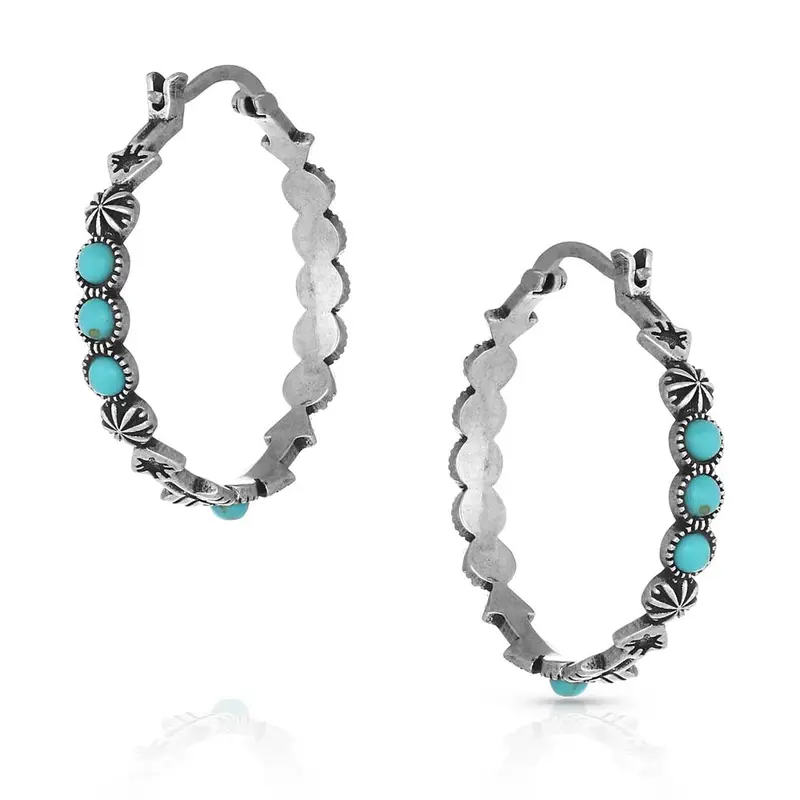 Montana Silversmiths Round N Round Turquoise Hoop Earrings 2