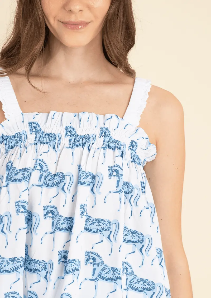 Moonlight Pajama Set | Blossomare Print | Blue | Equestrian Sleepwear Collection 2
