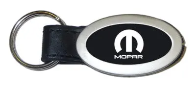 Mopar Oval Leather Key Chain (Black) 1