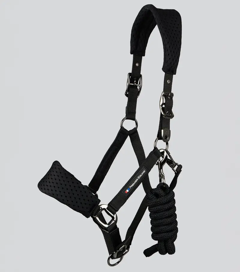 Necto 3D Mesh Head Collar With Lead Rope Black 2