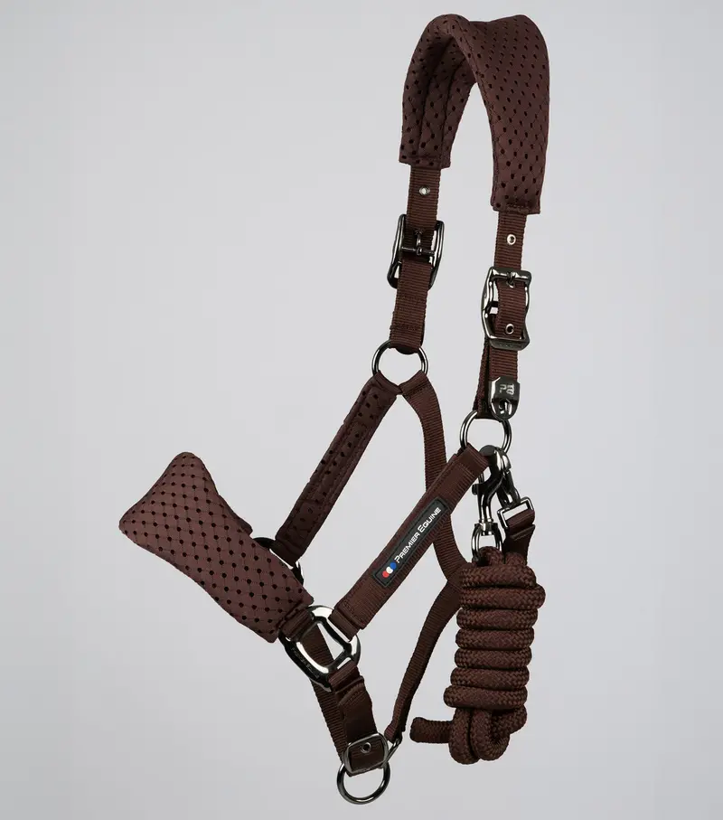 Necto 3D Mesh Head Collar With Lead Rope Brown 2