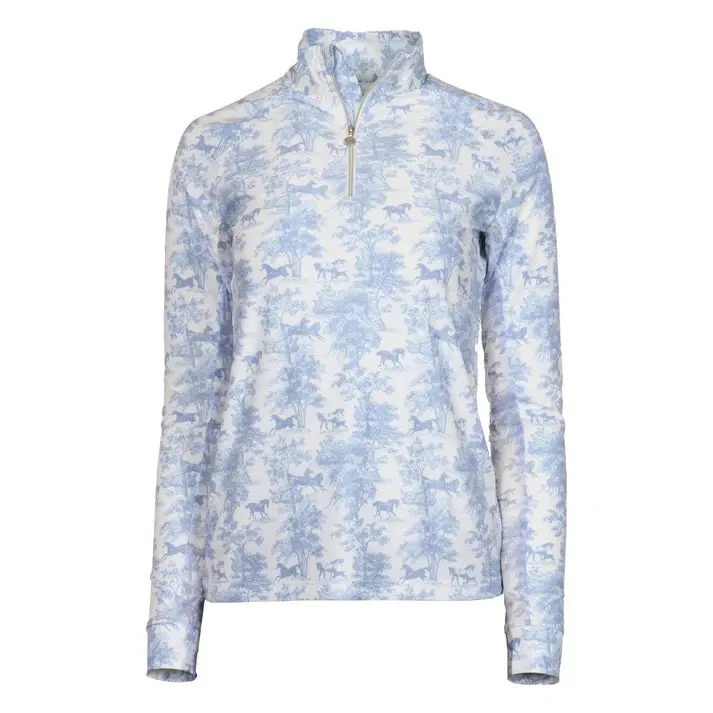 New Dapplebay Equestrian Toile 1/4 Zip Long Sleeve Riding Top 1