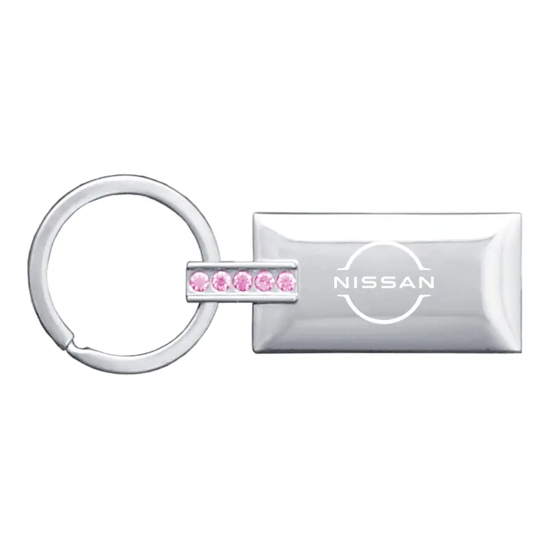 Nissan Jeweled Rectangular Key Ring (Pink) 1
