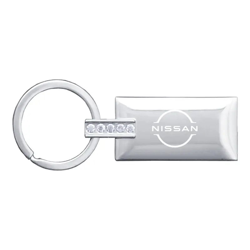 Nissan Jeweled Rectangular Key Ring (Silver) 1