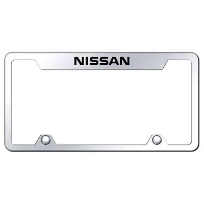 Nissan Laser Etched Stainless Steel Truck Cut-Out License Plate Frame (Chrome) 1
