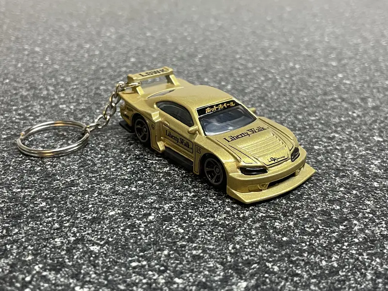 Nissan Silvia S15 Liberty Walk Gold Keychain Hot Wheels Matchbox 1