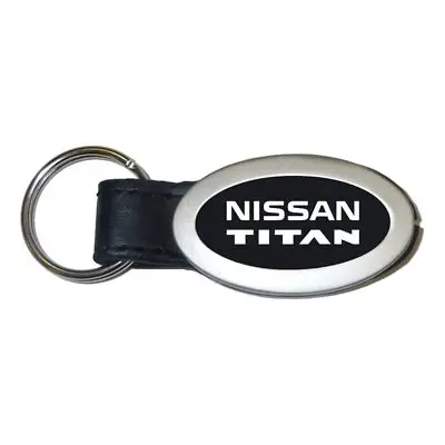 Nissan Titan Oval Leather Key Chain (Black) 1