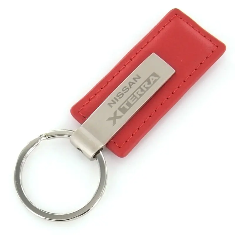 Nissan Xterra Rectangular Leather Key Chain (Red) 1