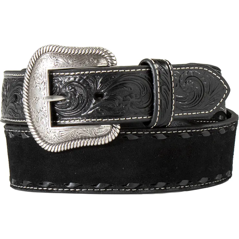 Nocona Black Roughout Belt With Black Buckstitch 1