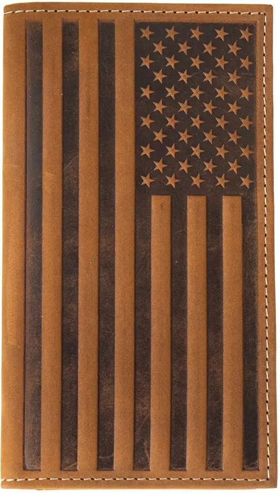 Nocona Brown Embossed Flag Rodeo Wallet 1