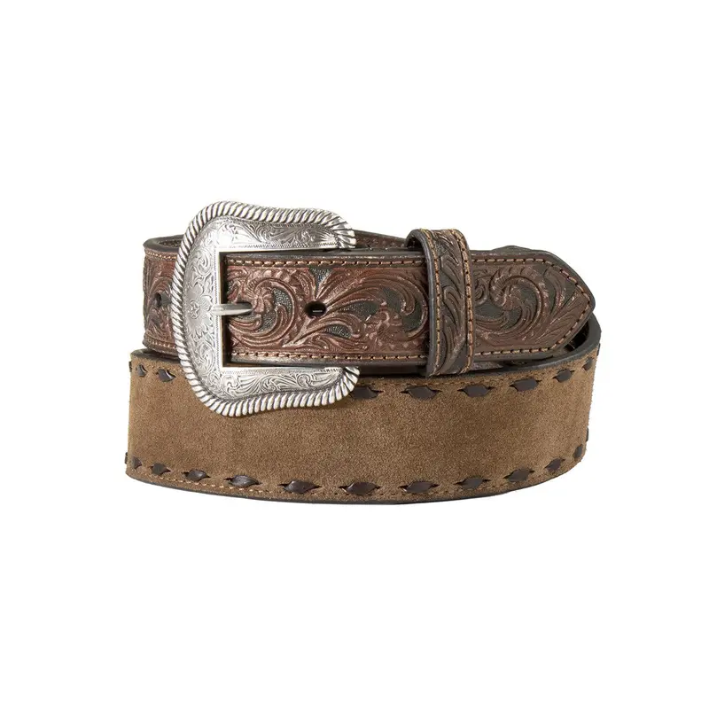 Nocona Tan With Black Lace Rough Out Belt 1