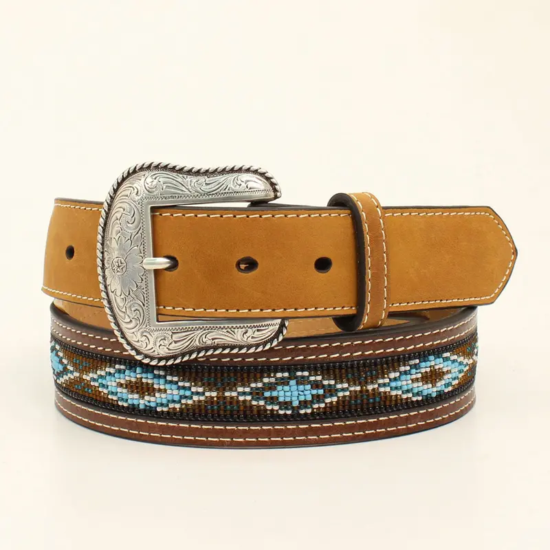 Nocona Western Beaded Leather Belt 1