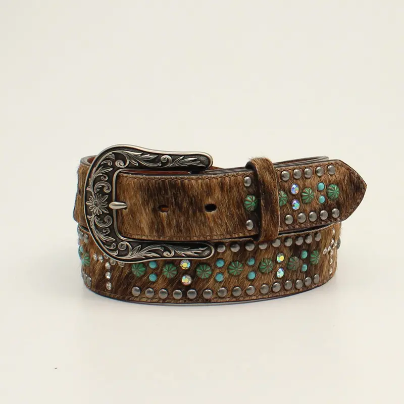 Nocona Women's Calf Hair Cross Stone Belt 1