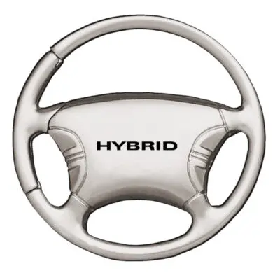 Novelty Hybrid Steering Wheel Key Chain (Silver) 1