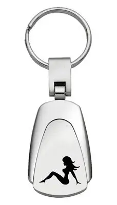 Novelty Sitting Lady Teardrop Key Chain (Silver) 1