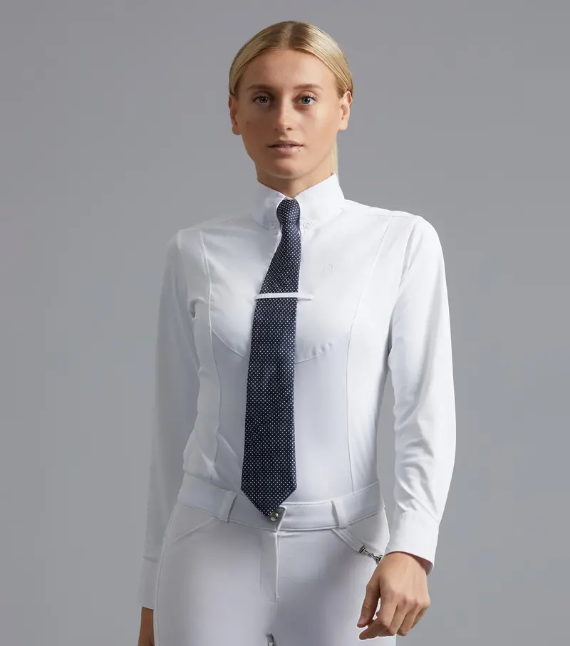 Nqp Tessa Ladies Long Sleeve Tie Shirt White 1