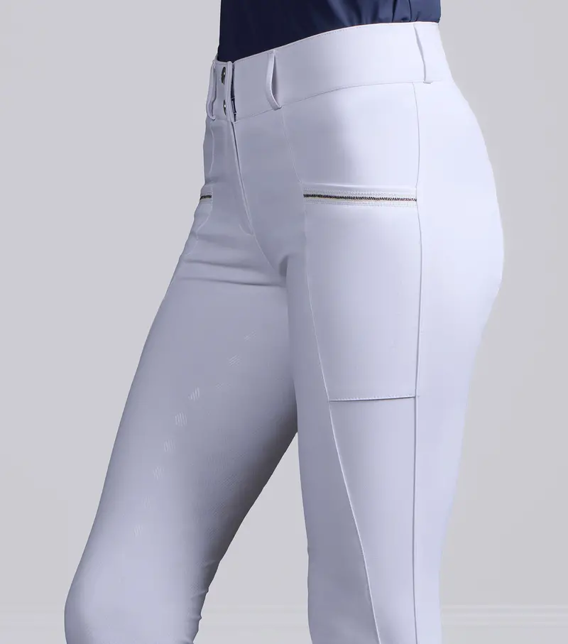 Ofena Womens Full Seat Competition Riding Breeches White 3
