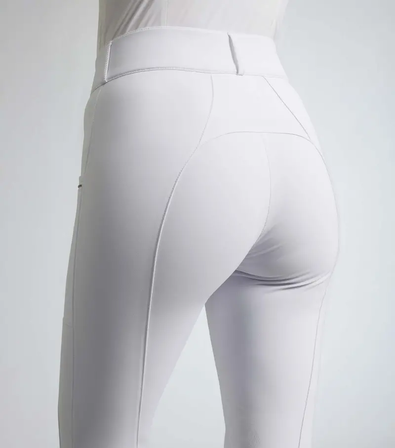 Ofena Womens Gel Knee Competition Riding Breeches White 2