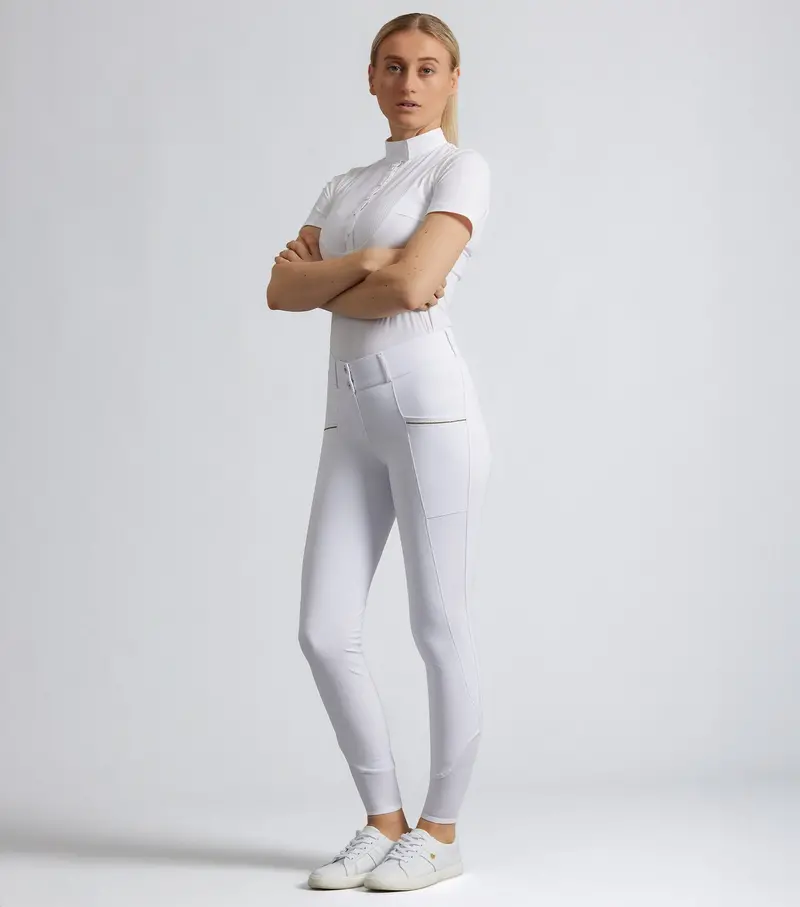 Ofena Womens Gel Knee Competition Riding Breeches White 6