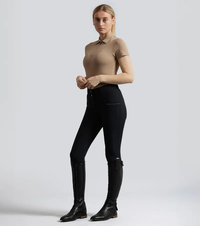 Ofena Womens Gel Knee Riding Breeches Black 1