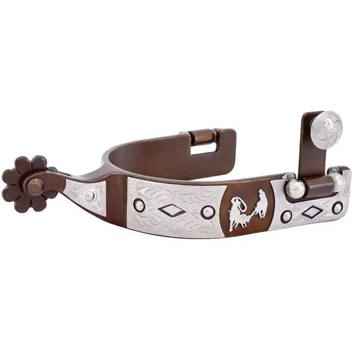 Offset Roping Motif Mens Western Spur 1