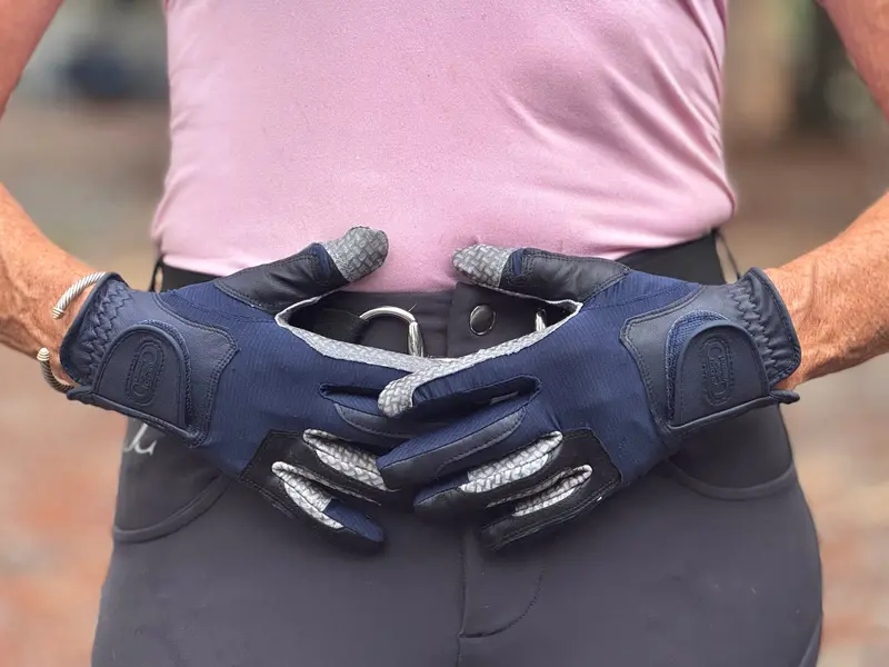 Oil-Tac Copper Tech™️ Leather Premium Riding Glove In Navy 2