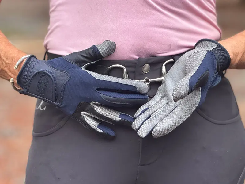 Oil-Tac Copper Tech™️ Leather Premium Riding Glove In Navy 3