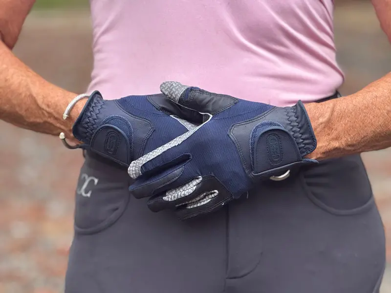 Oil-Tac Copper Tech™️ Leather Premium Riding Glove In Navy 4
