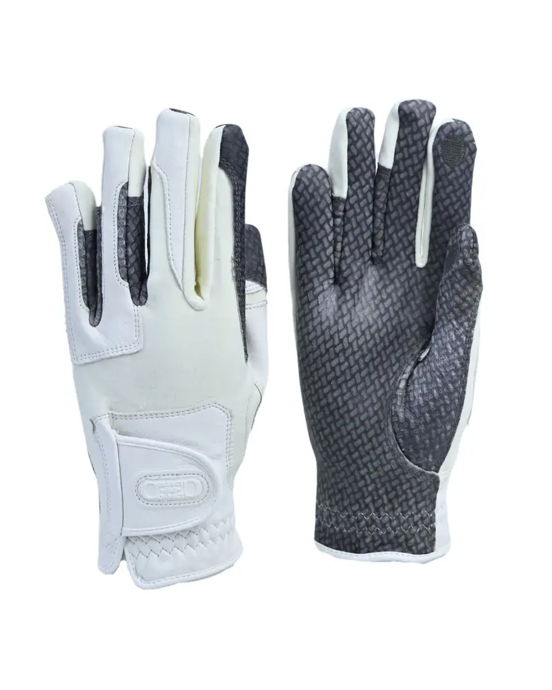 Oil-Tac Copper Tech™️ Leather Premium Riding Glove In White 1