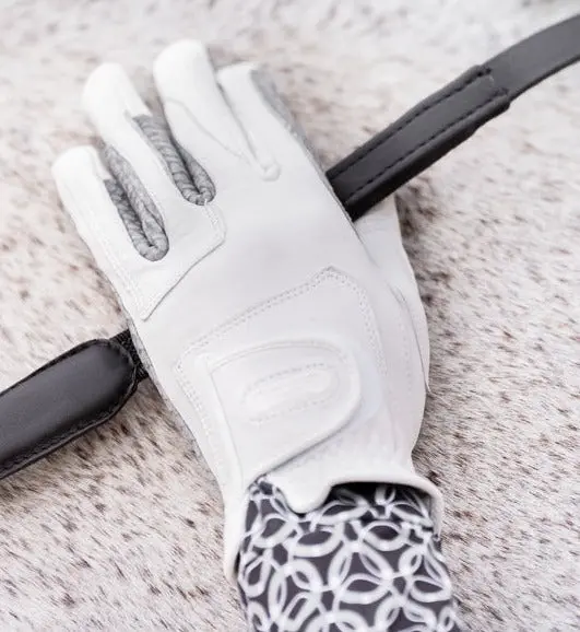 Oil-Tac Copper Tech™️ Leather Premium Riding Glove In White 4