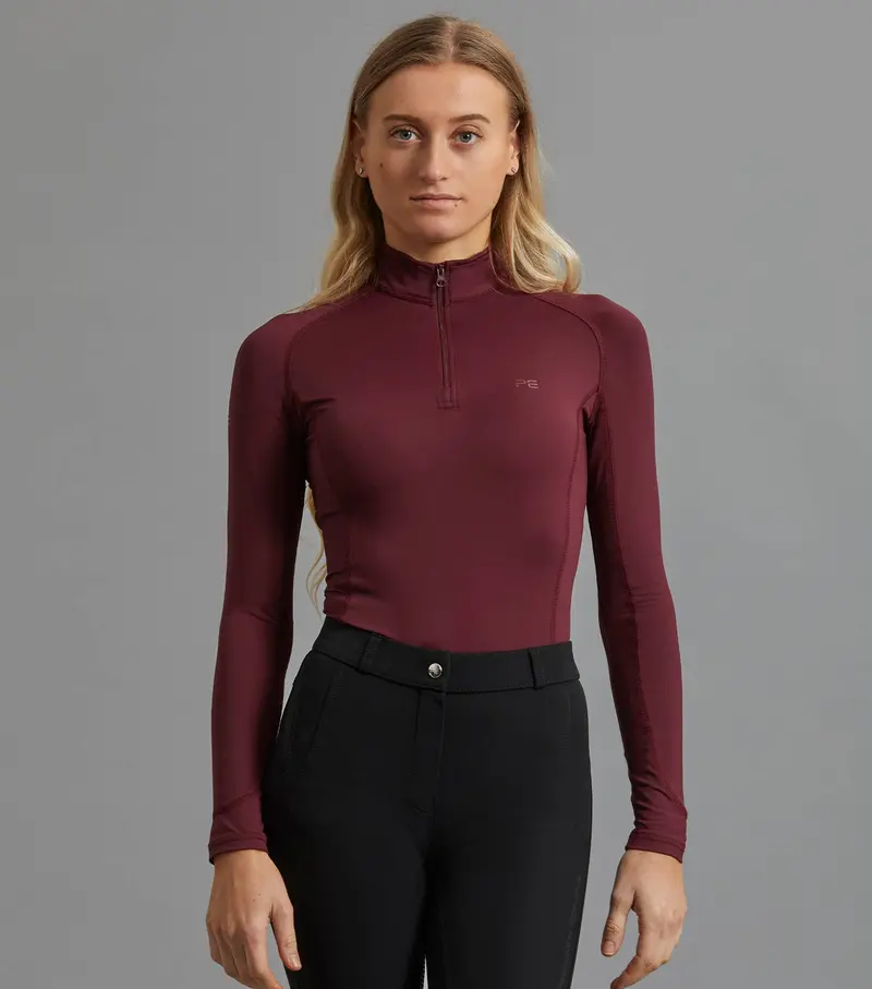 Ombretta Ladies Technical Riding Top Wine 1