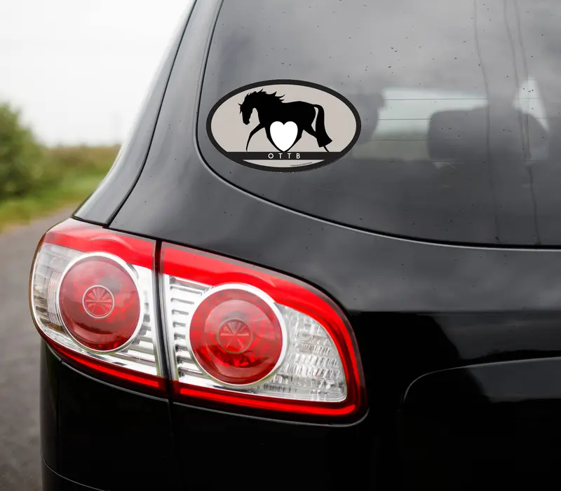 Oval Equestrian Horse Sticker / Ottb-Stylized / Waterproof 1