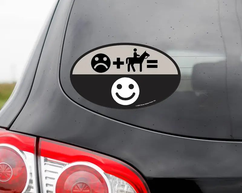 Oval Equestrian Horse Sticker / Smile Frown / Waterproof 1