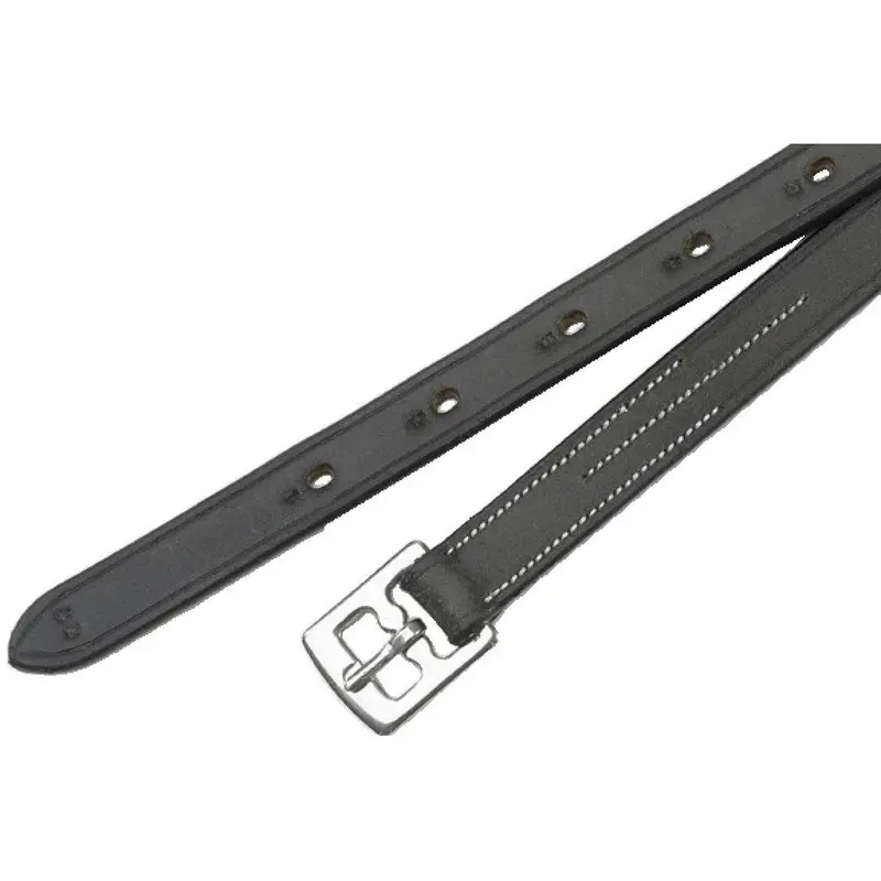 Ovation Child's Solid English Leather Stirrup Leathers-Black 1