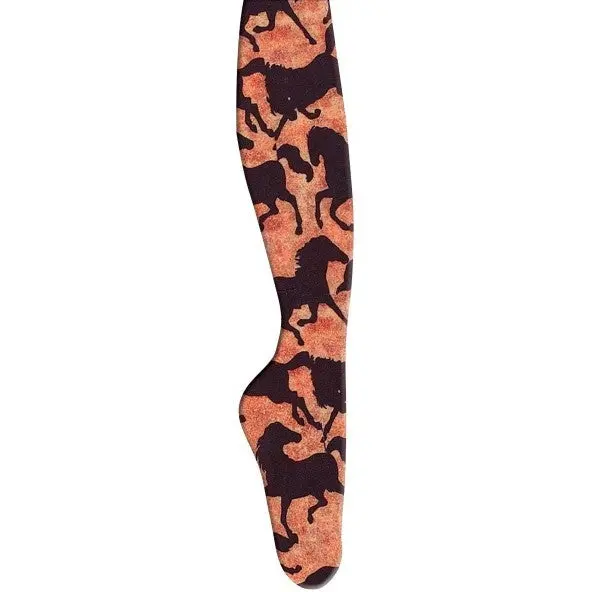 Ovation Ladies Zocks Boot Socks-Black Horses 1